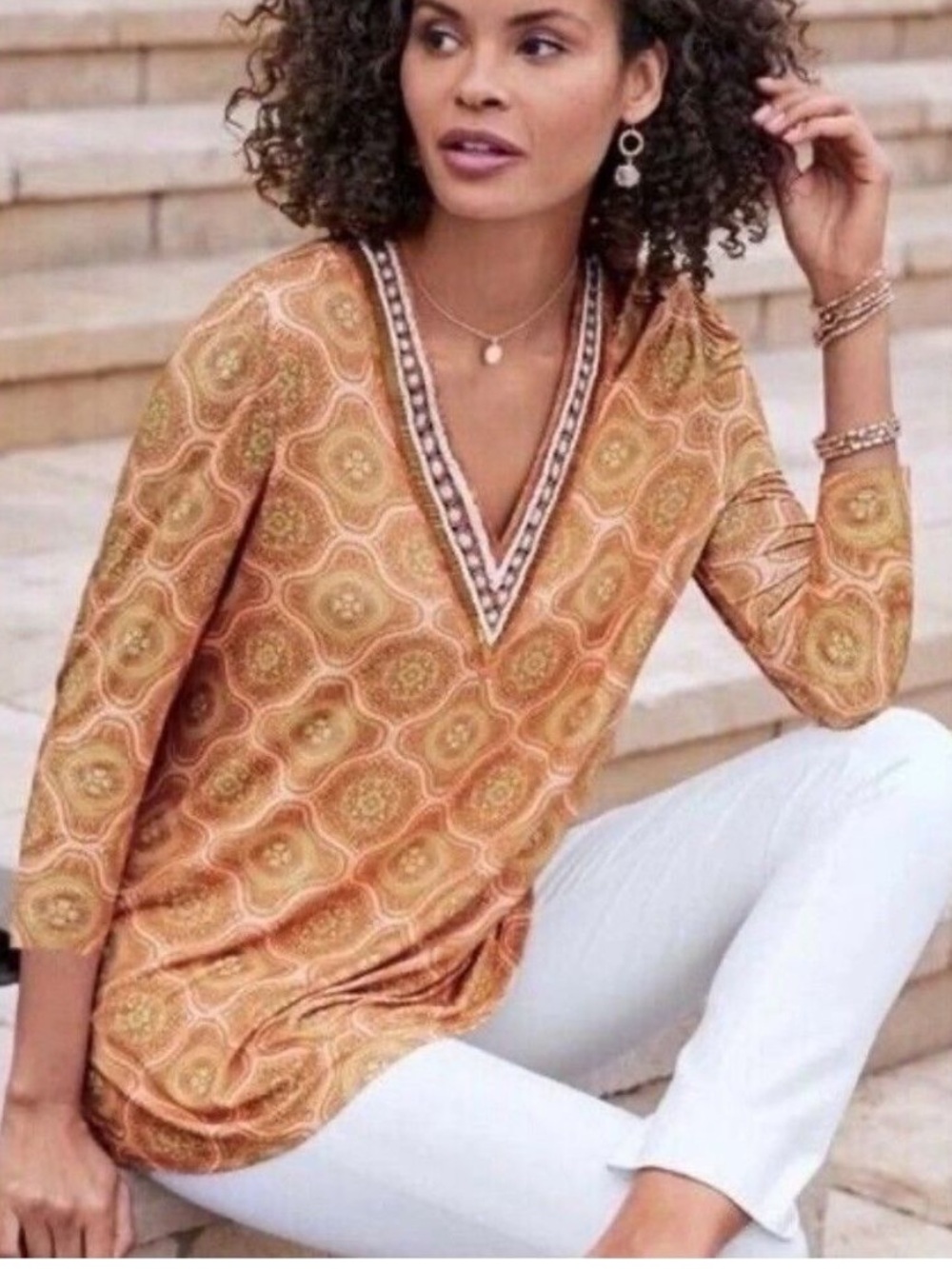 Soft surrounding beaded fall boho top